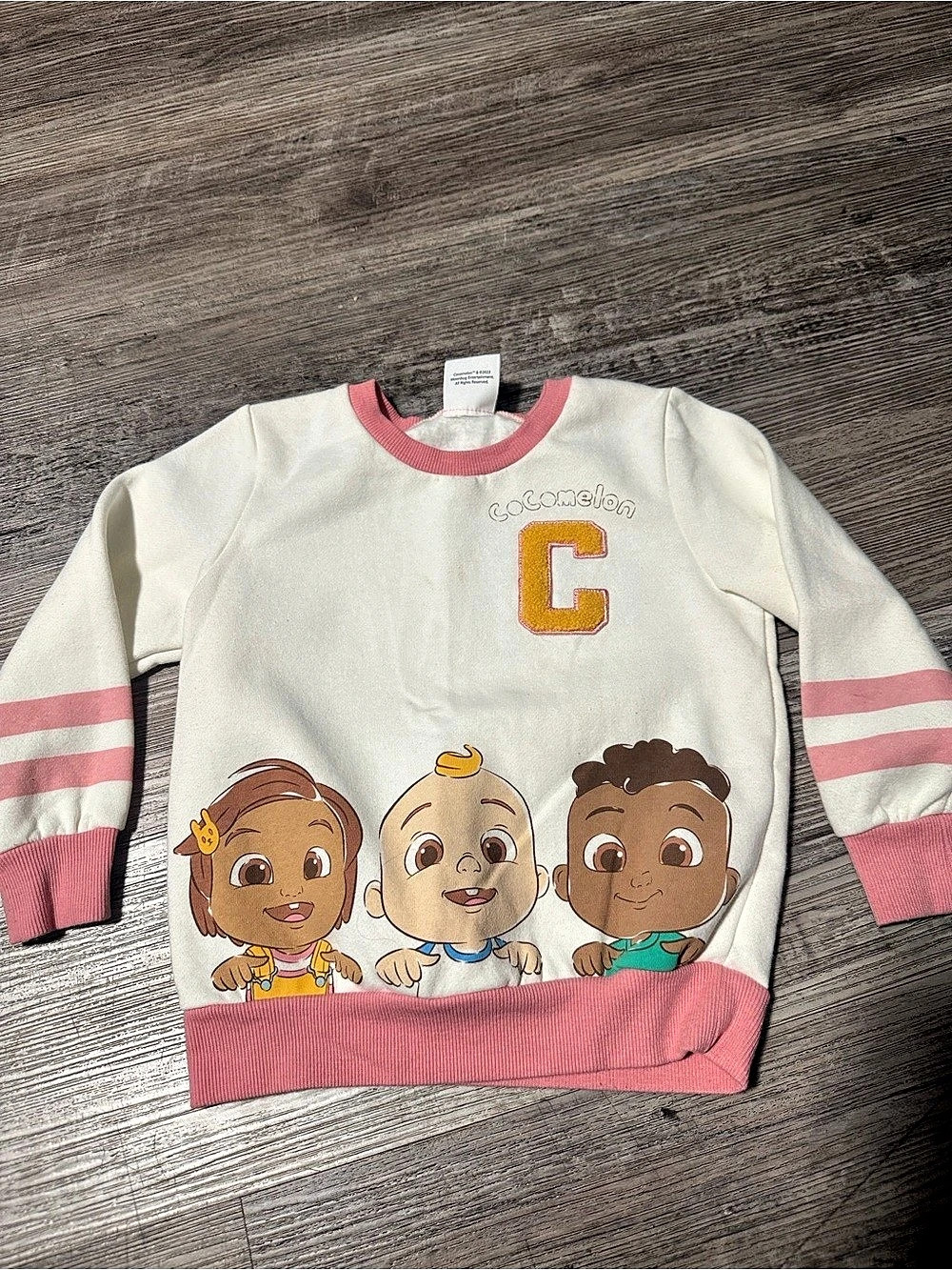 CoComelon C Character Sweatshirt Girls Size 4T Pink & Cream Sweatshirt